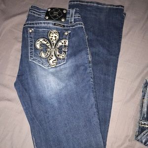 Boot cut jeans.